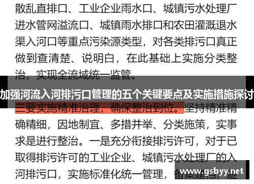 加强河流入河排污口管理的五个关键要点及实施措施探讨