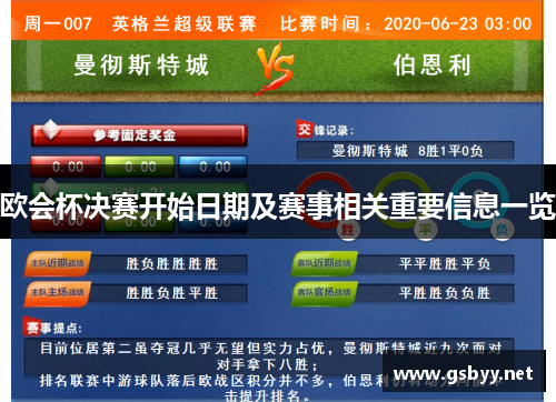 欧会杯决赛开始日期及赛事相关重要信息一览 欧会杯决赛开始日期及赛事相关重要信息一览
