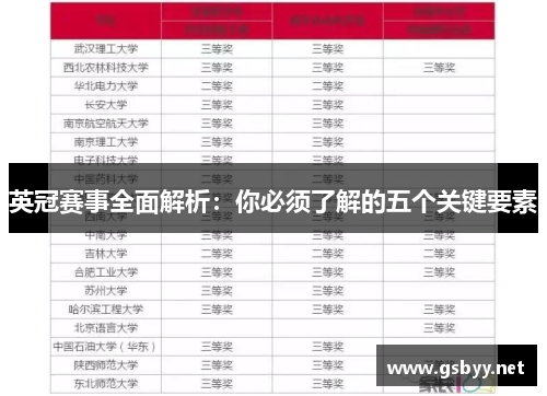 英冠赛事全面解析：你必须了解的五个关键要素